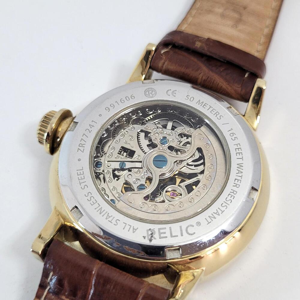 Fossil Relic Automatic Skeleton Watch Leather Str… - image 3